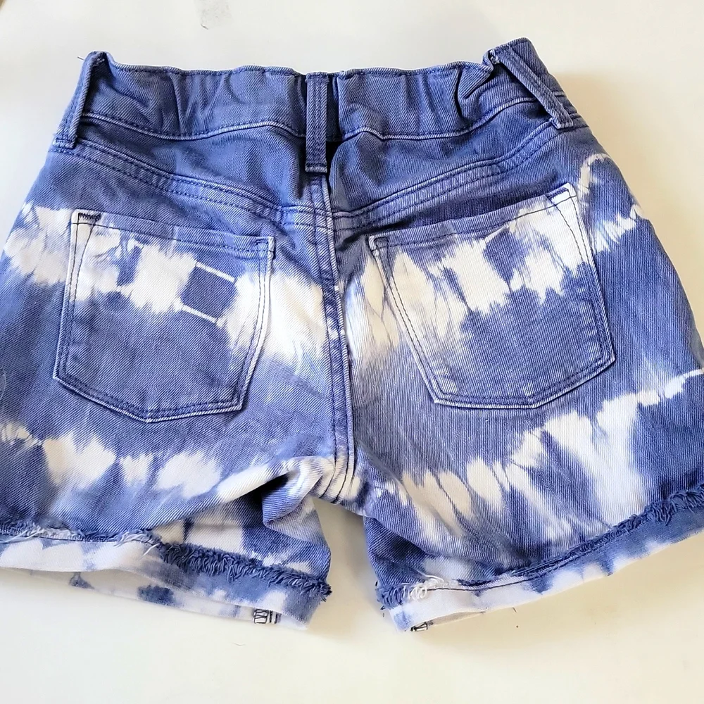 Old Navy Tie Dyed Shorts  Frayed Cuffed Hem Blue White 10 - Picture 2 of 8
